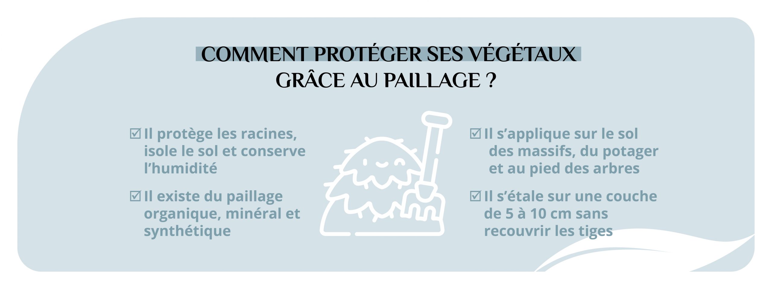 Infographie expliquant comment réussir l'hivernage des végétaux avec du paillage